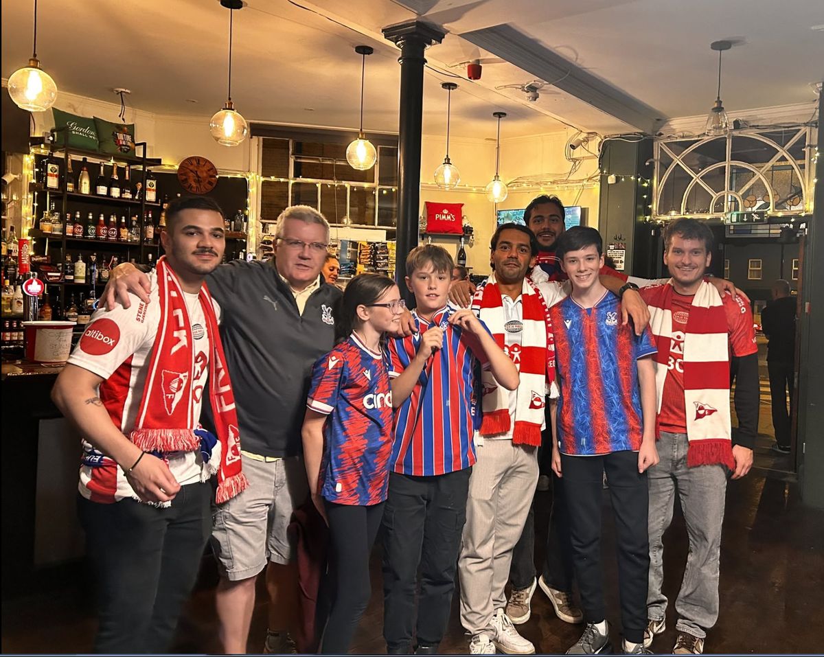 Travelling Crystal Palace fans at The Prince George on matchday